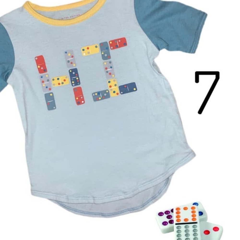 DotDotSmile Blue and Yellow Domino Graphic T-Shirt